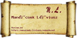 Manácsek Líviusz névjegykártya